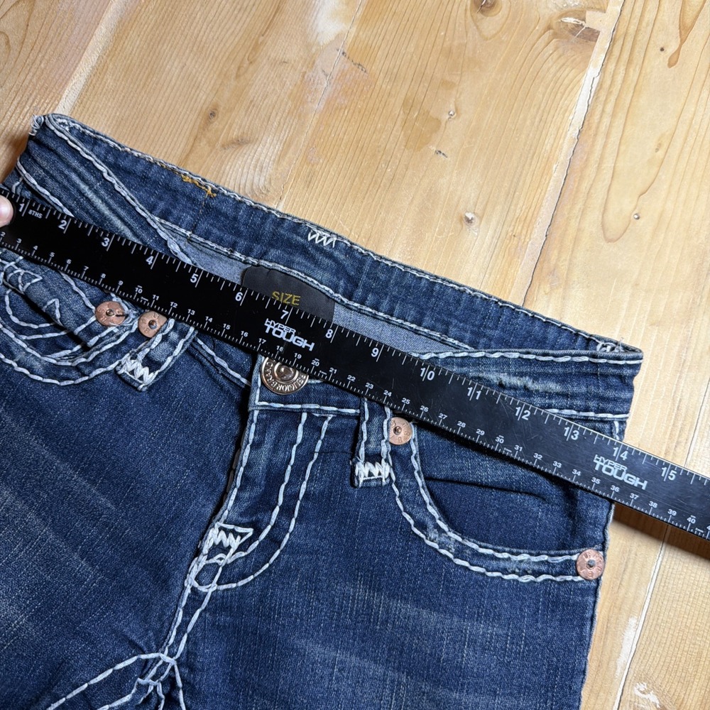 True Religion Billy Super T Straight Leg Jeans Dark Wash White Stitch Size 27 - Picture 3 of 6